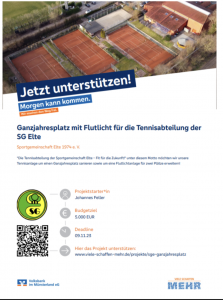 Crowdfunding ist online, jetzt die Tennisabteilung unterstützen!