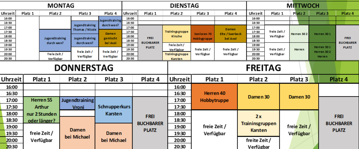 Spielplan und Trainingszeiten veröffentlicht