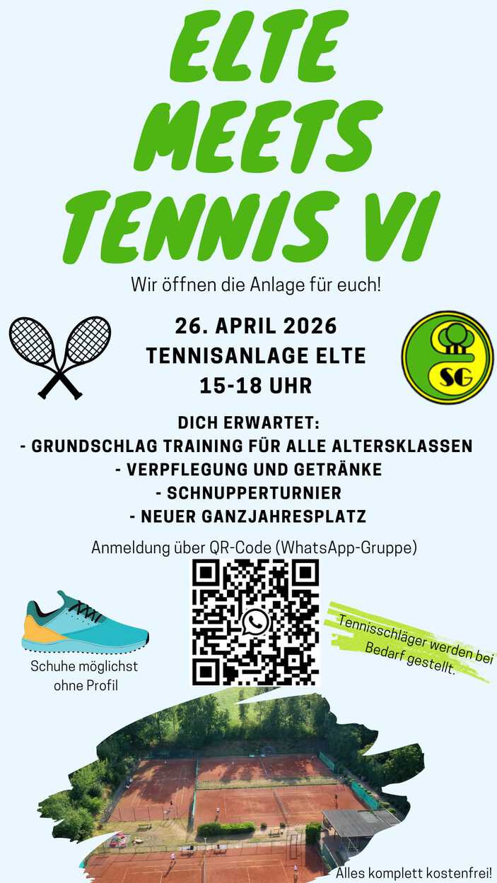 „Elte meets Tennis“: Die SG Elte lädt zum sechsten Mal zum kostenlosen Aktionstag für alle Generationen ein